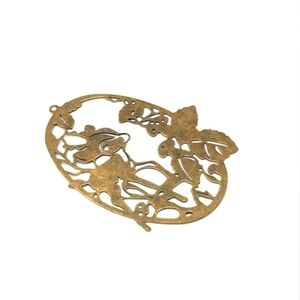 Brass Deer Pendant with Forest Motif